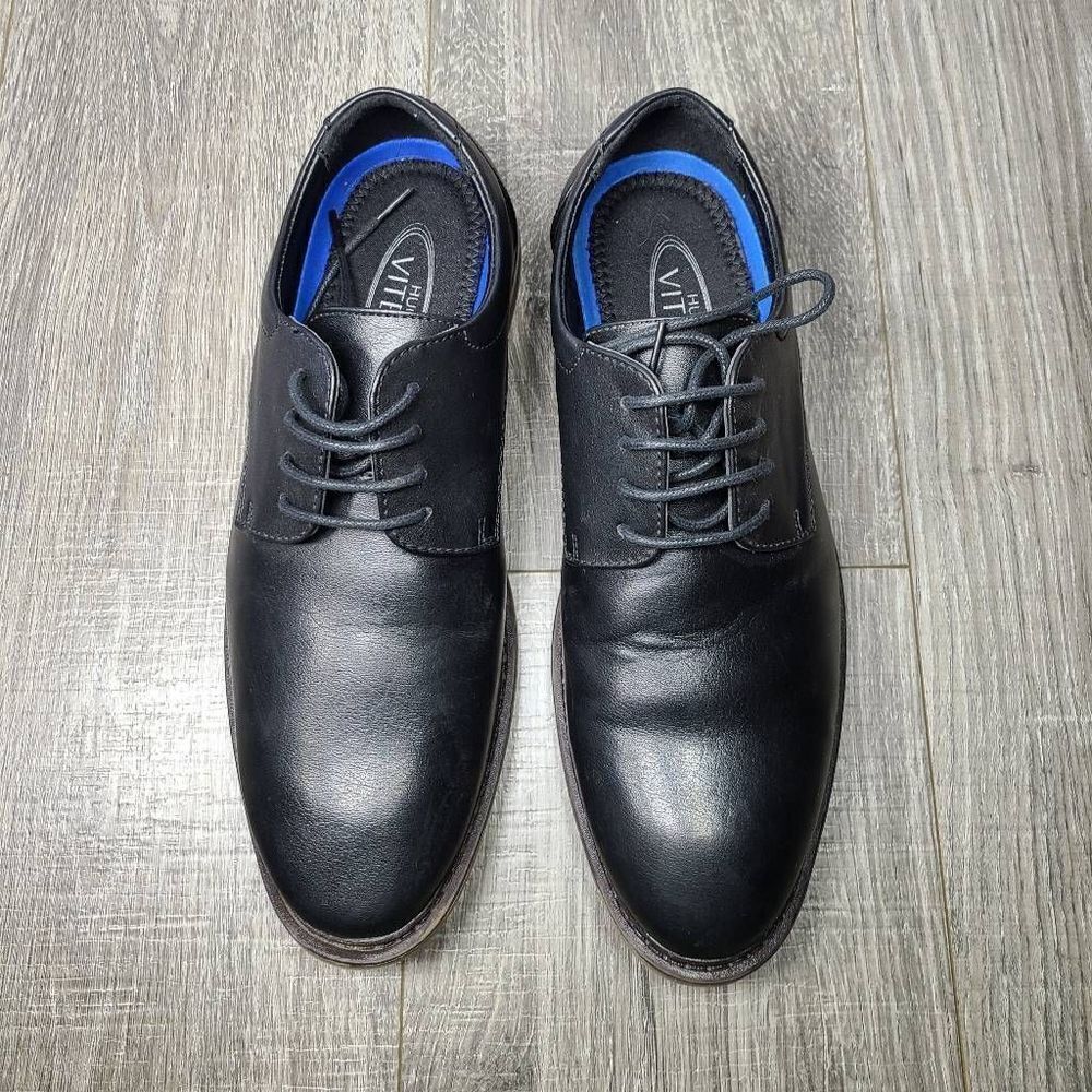 Hugo Vitellini mens Plain black dress shoes size 9